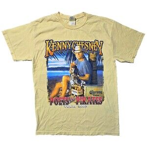 Kenny Chesney Shirt Poets Pirates Tour VTG Y2K 2008 Yellow M Double Sided EUC